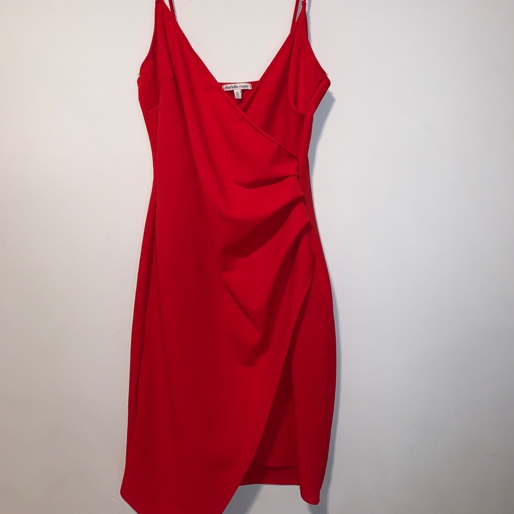 Charlotte Russe red, wrap mini dress size M